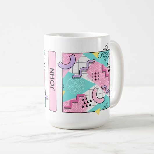 Mug 80's Memphis Active Pink Light Turquoise (Devant droit)