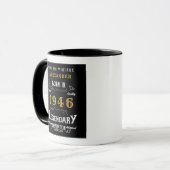 Mug 80th Birthday 1946 Legend Retro Black Personalized (Devant gauche)