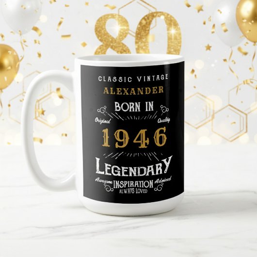 Mug 80th Birthday 1946 Legendary Retro