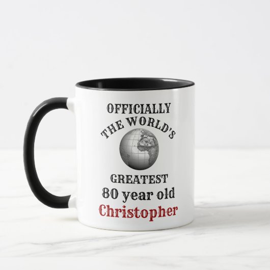 Mug 80th Birthday Greatest 80 year old Ajouter Votre N (Gauche)