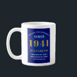 Mug 80th Birthday Standards Born 1941 Ajouter Votre No<br><div class="desc">80ème anniversaire cadeau pour ceux nés en 1941. Customisez facilement le texte à l'avant et à l'arrière de cette tasse de café d'anniversaire en utilisant le modèle fourni. Une partie de la gamme de normes d'établissement des dessins et modèles.</div>