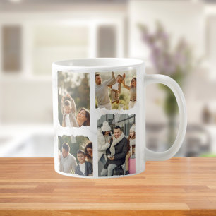 Mug 8 Huit Photo Moderne Élégant Collage Famille Amour