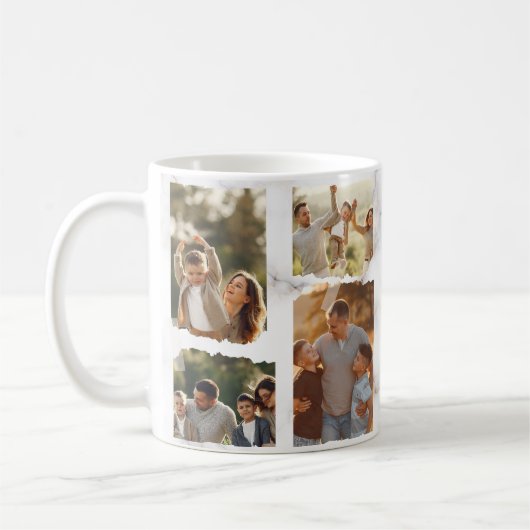 Mug 8 Huit Photo Moderne Élégant Collage Famille Amour (Gauche)