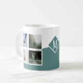 Mug 8 Photo Collage Instagram Monogramme Vert (Devant gauche)