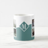 Mug 8 Photo Collage Instagram Monogramme Vert (Centre)