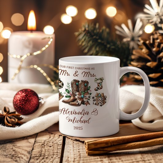 Mug 8 Photo Western First Christmas As Mrs and Mr