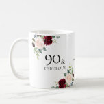 Mug 90 & Fabulous Womans 90th Birthday Party cadeau<br><div class="desc">90 & Fabulous Womans 90th Birthday Party Cadeau café Mug

Belle Bourgogne et Brousse Conception adaptée aux Anniversaires</div>