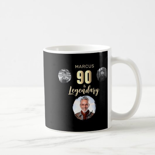 Mug 90 Legendary 3 Photos Gold 90th Birthday  (Droite)