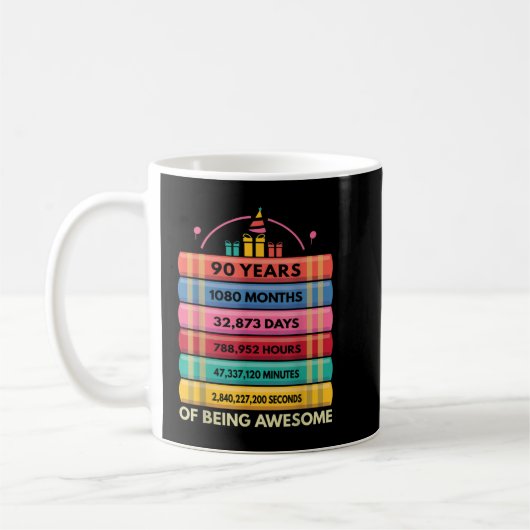Mug 90 Years 1080 Months Of Being Awesome 90th Birthda (Gauche)