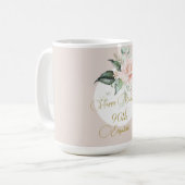 Mug 90e anniversaire aquarelle rose florale élégant (Devant gauche)