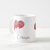 Mug 90e anniversaire cadeau de ballon rouge (Devant gauche)