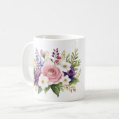 Mug 90e anniversaire Floral Bouquet Gold Accents (Devant gauche)