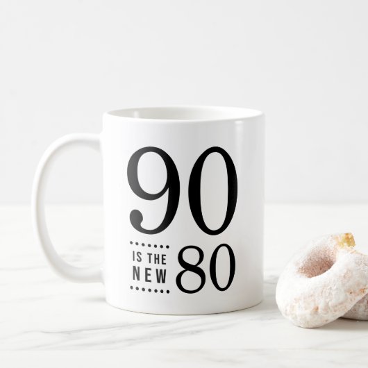 Mug 90e Anniversaire Noir 90 est le nouveau 80 (Avec donut)