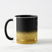 Mug 90e anniversaire noir nom or classique élégant arc (Gauche)