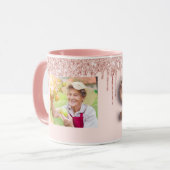 Mug 90e anniversaire photo blush rose rose or parties  (Devant gauche)