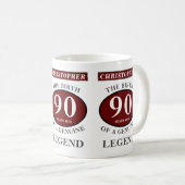 Mug 90e anniversaire Red Genuine Legend Ajouter votre  (Devant droit)