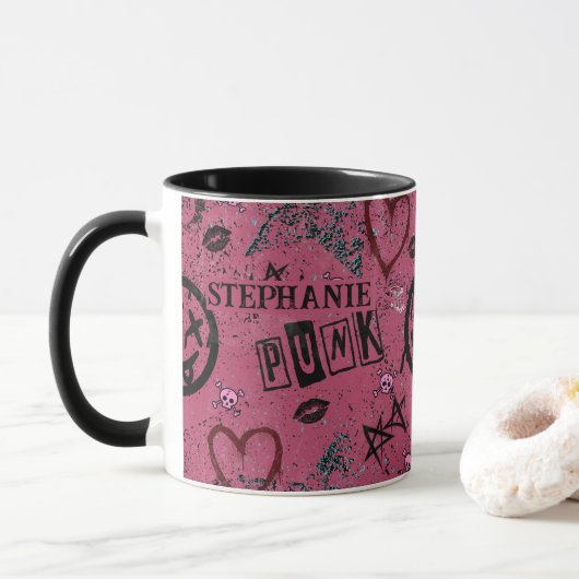 Mug 90s Retro Rose Girly Punk (Avec donut)