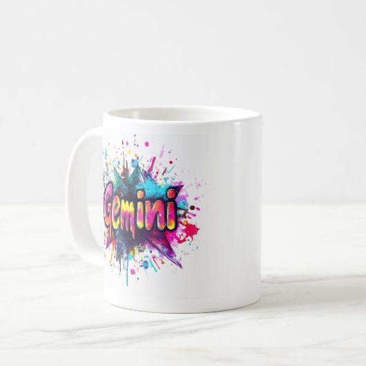 Mug "90s Throwback Gemini : Splatter Paint Mug" (Devant gauche)