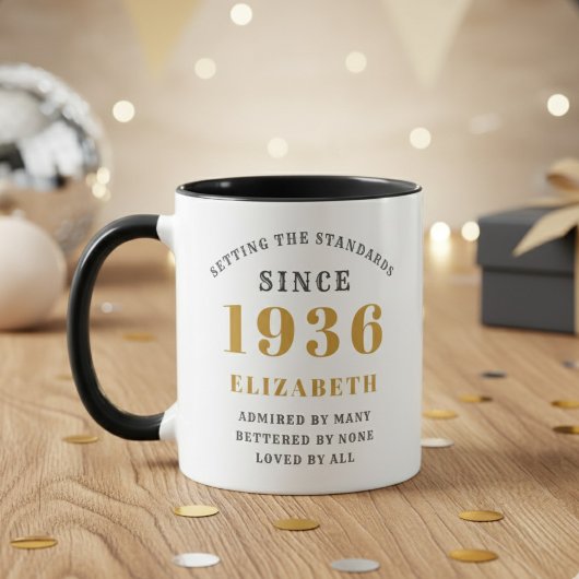 Mug 90th Birthday 1936 Add Name Elegant