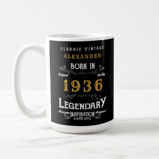 Mug 90th Birthday 1936 Legendary Retro (Gauche)