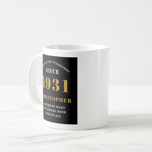 Mug 90th Birthday Standards 1931 Ajouter Votre Nom Noi (Devant gauche)