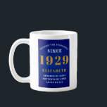 Mug 90th Birthday Standards Born 1929 Ajouter Votre No<br><div class="desc">Customisez facilement le texte à l'avant et à l'intérieur de cette tasse de café d'anniversaire en utilisant le modèle fourni. Une partie de la gamme de normes d'établissement des dessins et modèles.</div>