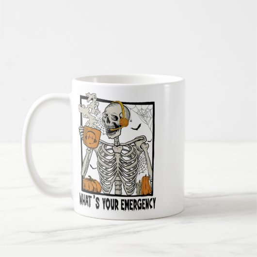 Mug 911 Dispatcher Halloween Squelette Quel Émerge (Gauche)