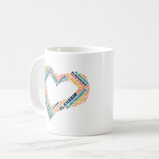 Mug 99 Beaux noms en forme de coeur d'Allah (Devant gauche)