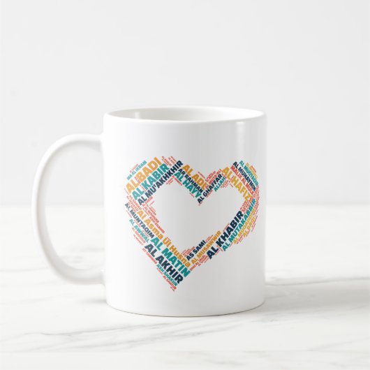 Mug 99 Beaux noms en forme de coeur d'Allah (Gauche)