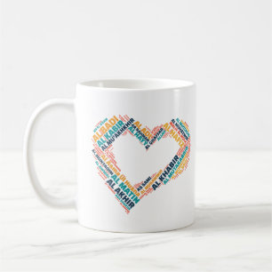 Mug 99 Beaux noms en forme de coeur d'Allah