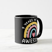 Mug 9 Ans Fille Anniversaire 9e Être Awesome mignon (Devant droit)