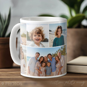 Mug 9 Collage de photos - Grille blanche moderne et mi