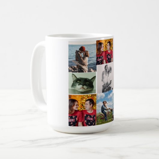 Mug 9 Photo Custom Personalized Collage (Devant gauche)