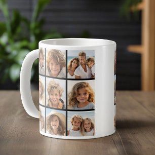 Mug 9 Photos - Grille minimale sur fond noir