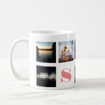 Mug 9 photos Instagram et monogramme rose en blanc<br><div class="desc">Customisez cette tasse avec neuf de vos photos préférées et votre initiale pour faire quelque chose de unique vous et le cadeau parfait.</div>