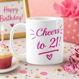 Mug À 21 ans, joyeux anniversaire rose