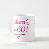 Mug À 60 ans, joyeux anniversaire rose (Devant gauche)