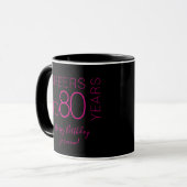 Mug À 80 ans, élégant anniversaire Black Pink (Devant gauche)