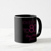 Mug À 80 ans, élégant anniversaire Black Pink (Devant droit)
