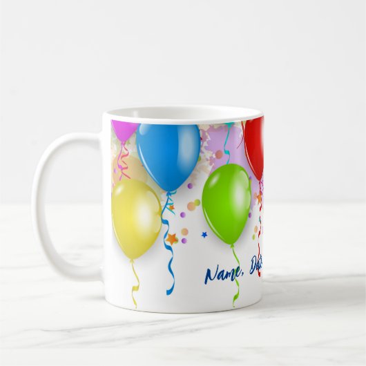 Mug à ballons coloré - Personnalisable! (Gauche)