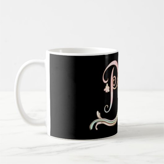 Mug A beautiful, flowing script of the word "Peace" fe (Gauche)