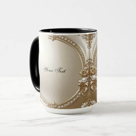 Mug à cadre doré orné de perles (Devant gauche)