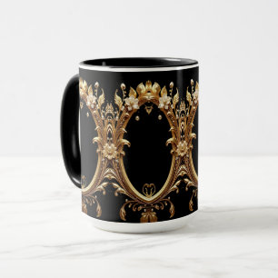 Mug à cadre orné de fleurs dorées