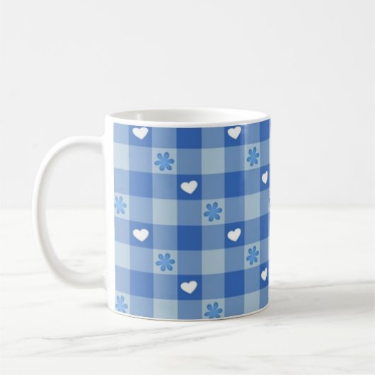 Mug à café à carreaux bleus classiques (Gauche)