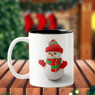 Mug à café à deux tonalités Snowman de Noël 3D