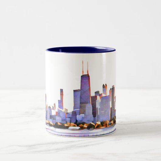 Mug à café à deux tons de Chicago Skyline (Centre)