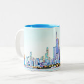 Mug à café à deux tons de Chicago Skyline (Devant gauche)
