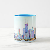 Mug à café à deux tons de Chicago Skyline (Centre)
