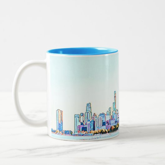 Mug à café à deux tons de Chicago Skyline (Gauche)