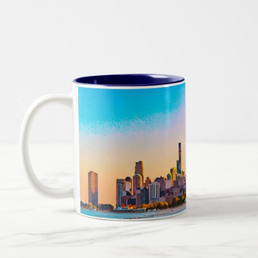 Mug à café à deux tons de Chicago Skyline (Gauche)